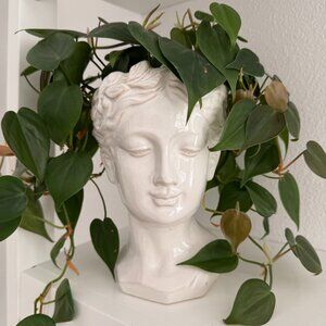 White Grecian Bust Goddess Planter Pot